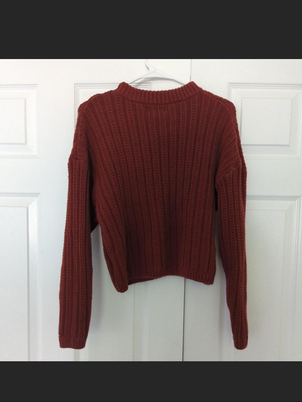Universal Thread Cropped Ribbed Crewneck Sweater - Rust - Picture 2 of 4